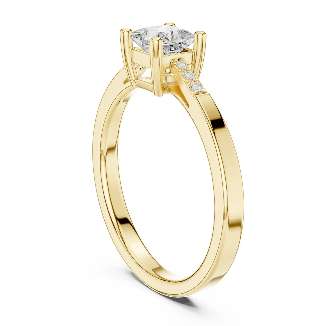 .54 Ct. Princess Cut Diamond Solitaire Ring with Pavé Accent Band (DDLR-491) 3