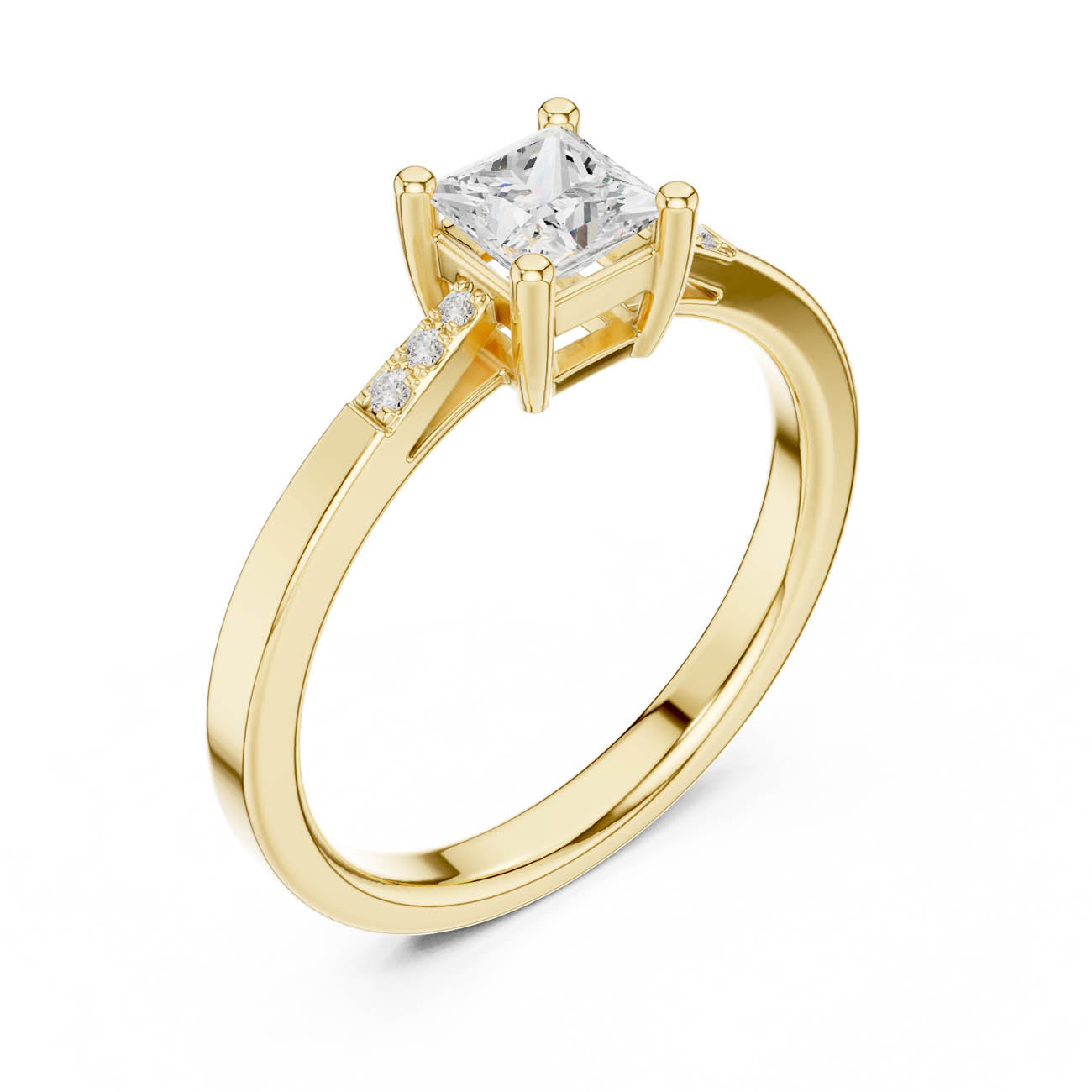 .54 Ct. Princess Cut Diamond Solitaire Ring with Pavé Accent Band (DDLR-491)