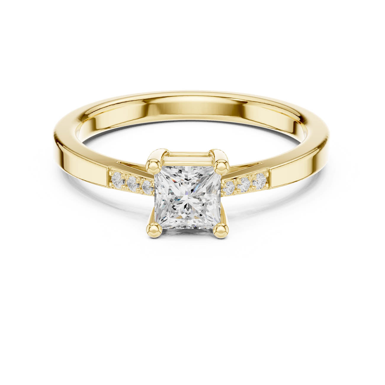 .54 Ct. Princess Cut Diamond Solitaire Ring with Pavé Accent Band (DDLR-491)