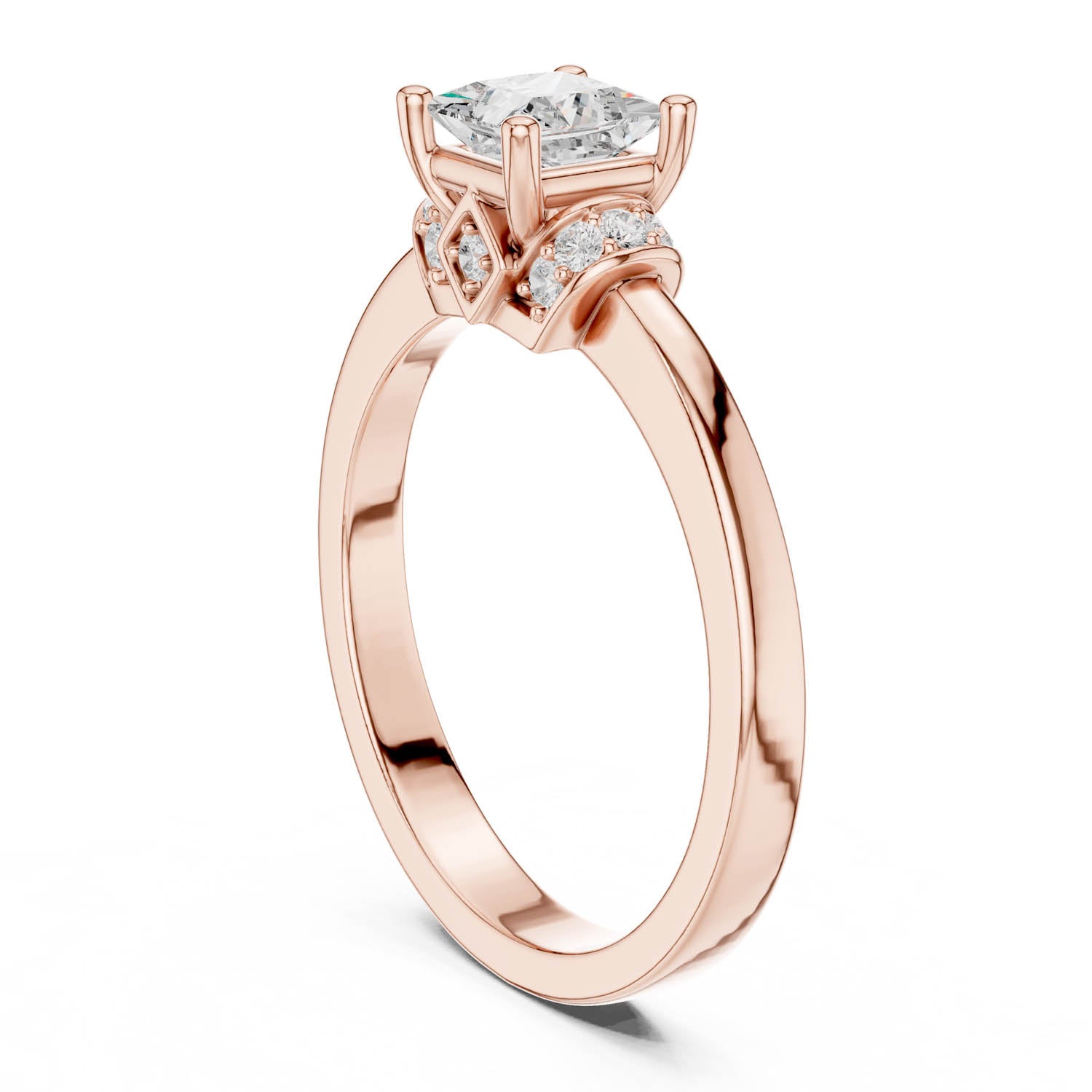 .68 Ct. Classic Princess Cut Diamond Ring with Diamond Accent Gallery (DDLR-496) 12