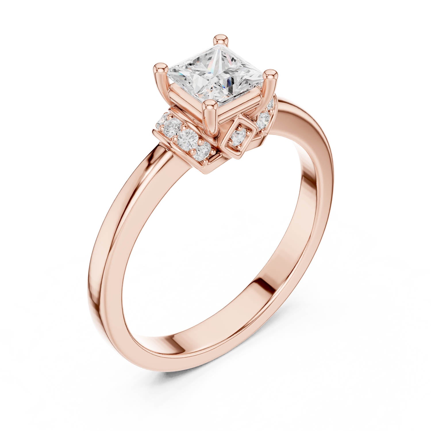 .68 Ct. Classic Princess Cut Diamond Ring with Diamond Accent Gallery (DDLR-496) 9