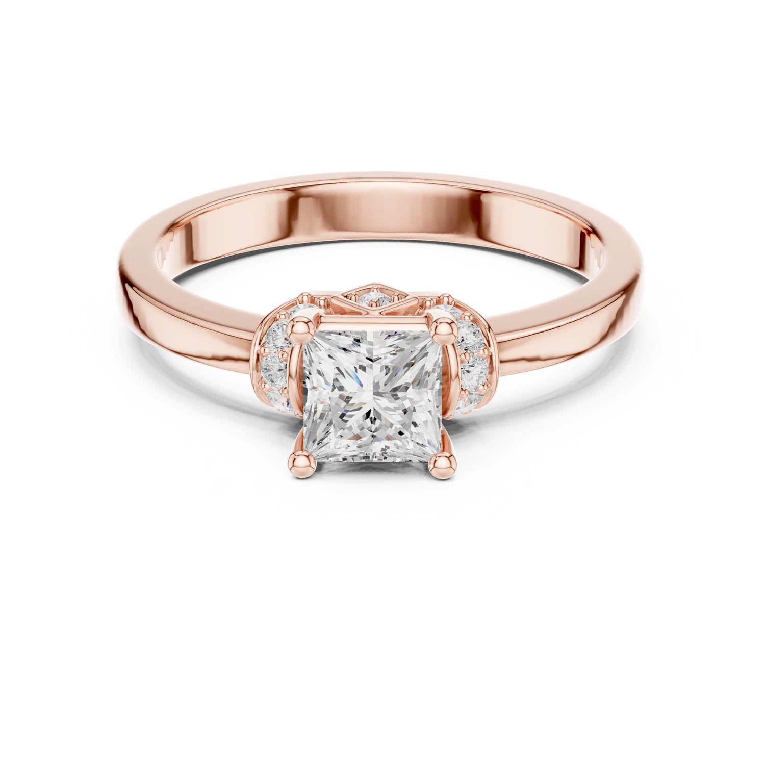.68 Ct. Classic Princess Cut Diamond Ring with Diamond Accent Gallery (DDLR-496) 6