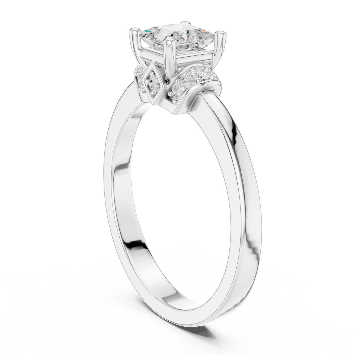 .68 Ct. Classic Princess Cut Diamond Ring with Diamond Accent Gallery (DDLR-496) 4