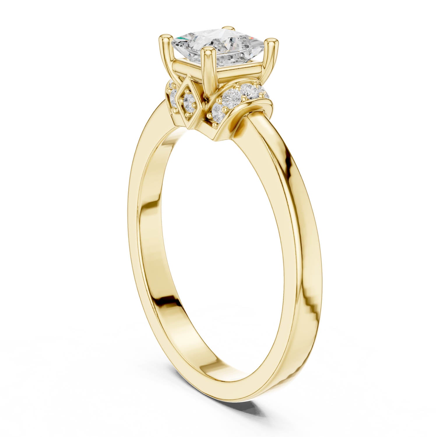 .68 Ct. Classic Princess Cut Diamond Ring with Diamond Accent Gallery (DDLR-496) 8