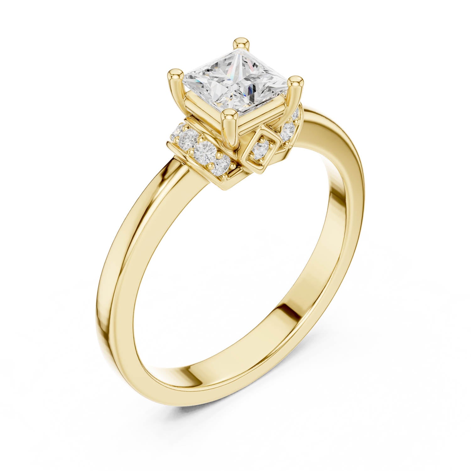 .68 Ct. Classic Princess Cut Diamond Ring with Diamond Accent Gallery (DDLR-496)