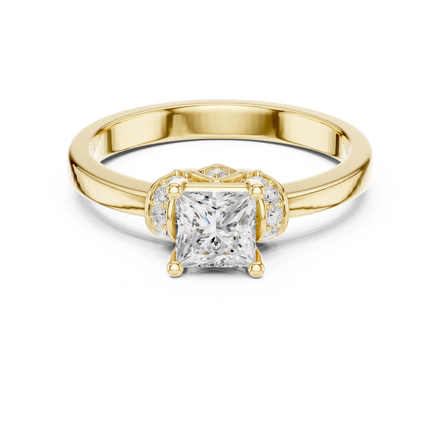 .68 Ct. Classic Princess Cut Diamond Ring with Diamond Accent Gallery (DDLR-496) 11