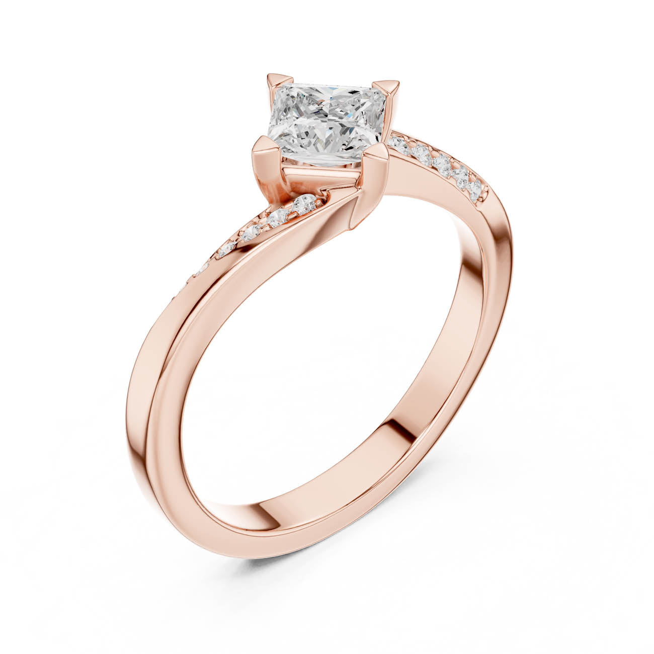 .65 Ct. Kite Set Princess-Cut Diamond Ring with Swirl Pave Band (DDLR-498) 7