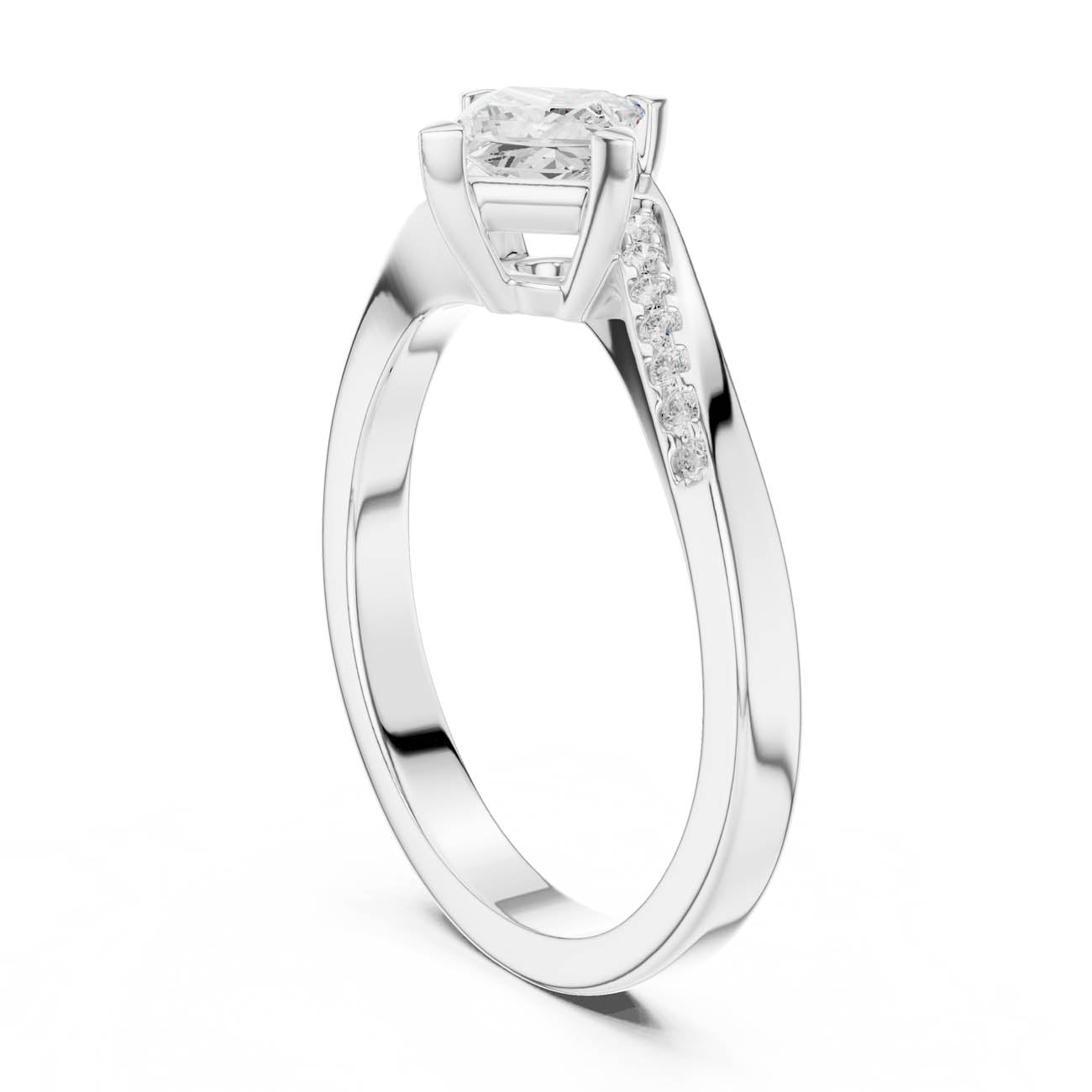 .65 Ct. Kite Set Princess-Cut Diamond Ring with Swirl Pave Band (DDLR-498) 10