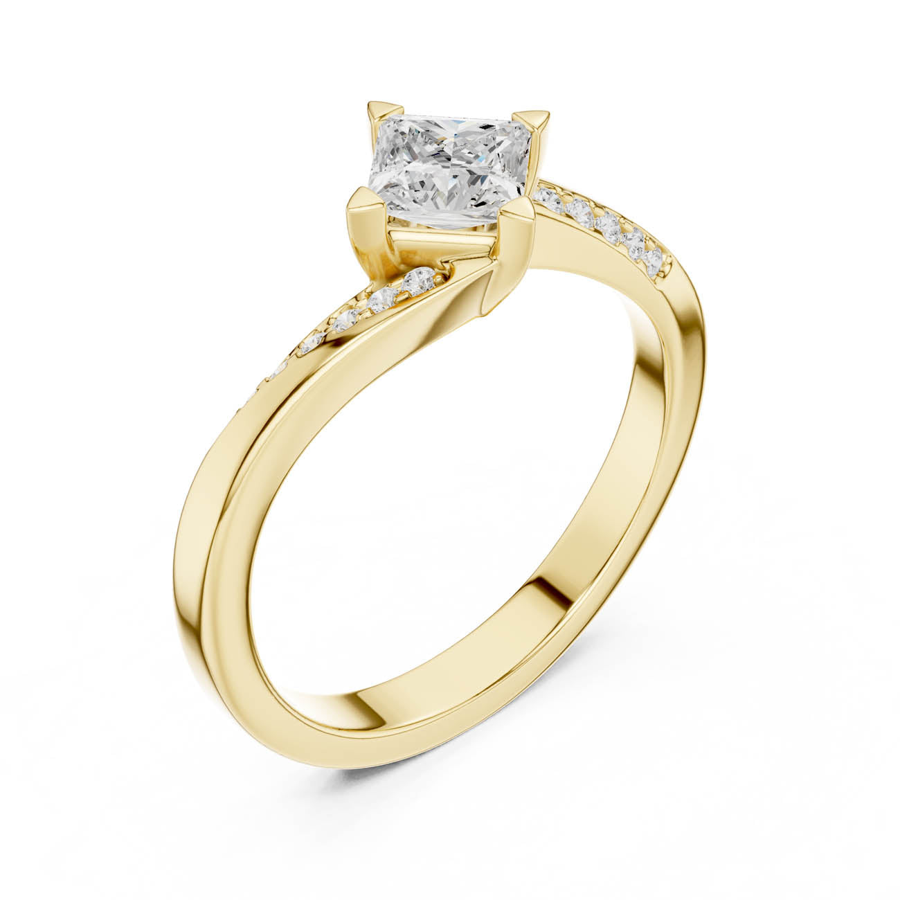 .65 Ct. Kite Set Princess-Cut Diamond Ring with Swirl Pave Band (DDLR-498)