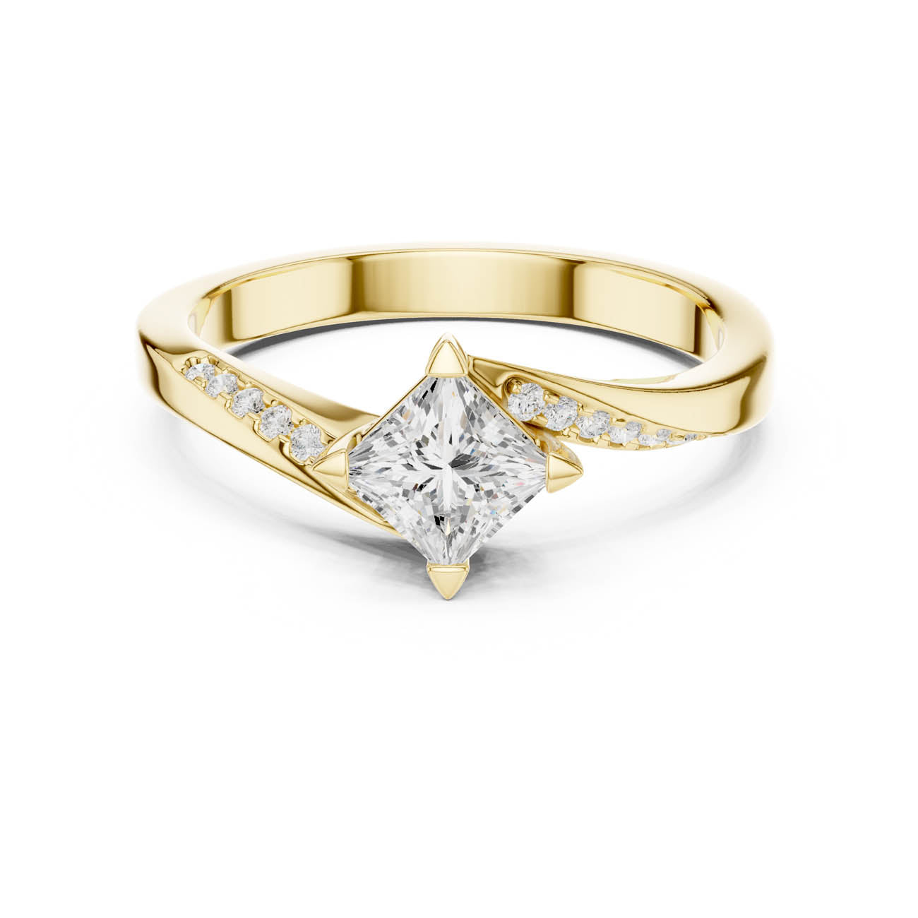 .65 Ct. Kite Set Princess-Cut Diamond Ring with Swirl Pave Band (DDLR-498)