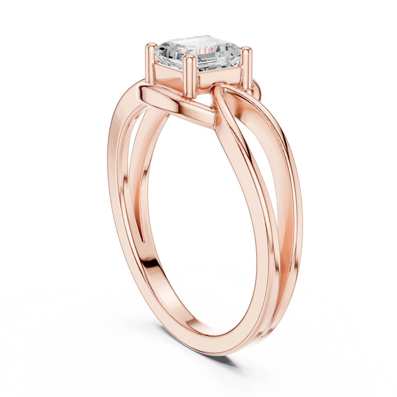 .70 Ct. Asscher Cut Diamond Infinity Twist Ring with Split Shank Design (DDLR-499) 10