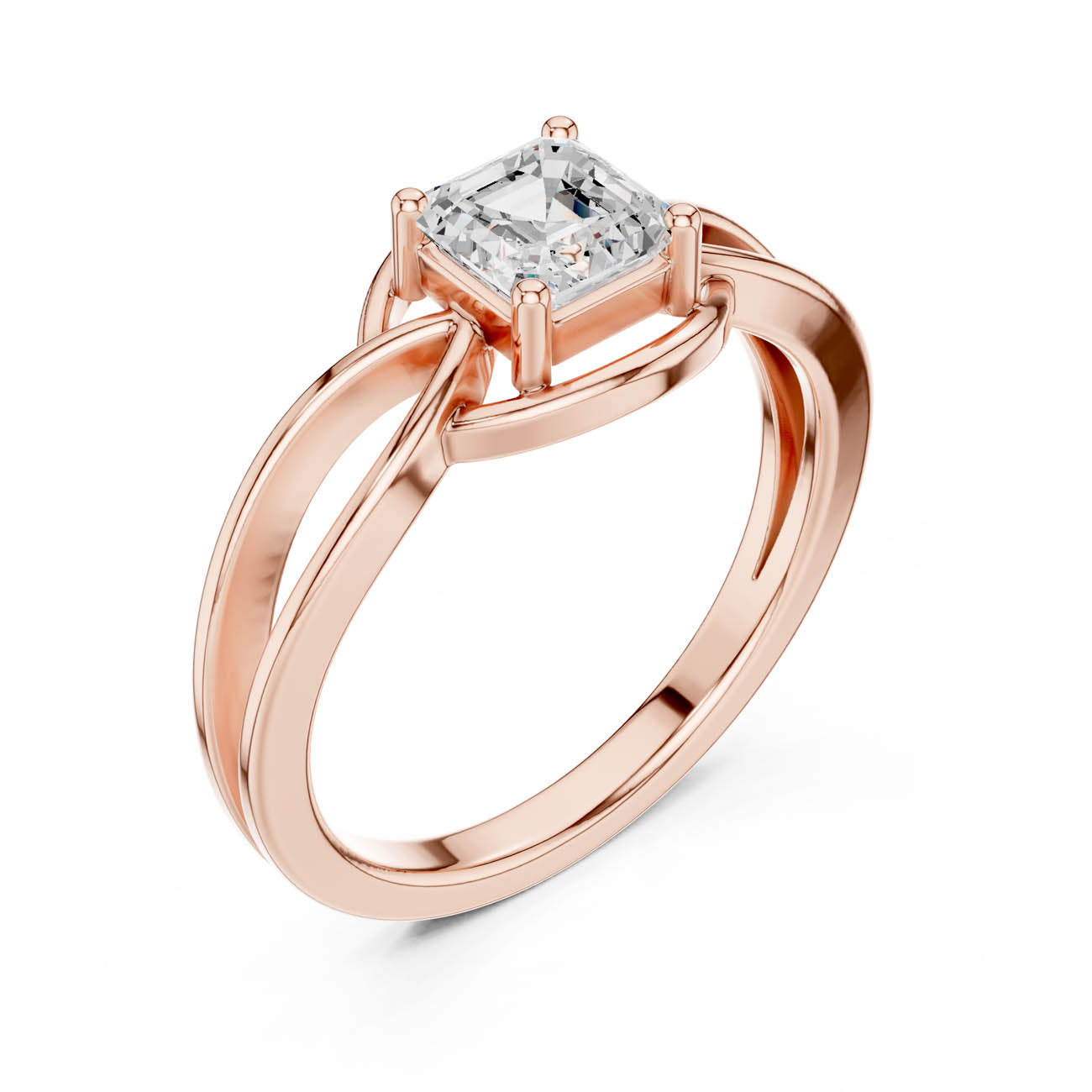 .70 Ct. Asscher Cut Diamond Infinity Twist Ring with Split Shank Design (DDLR-499) 8