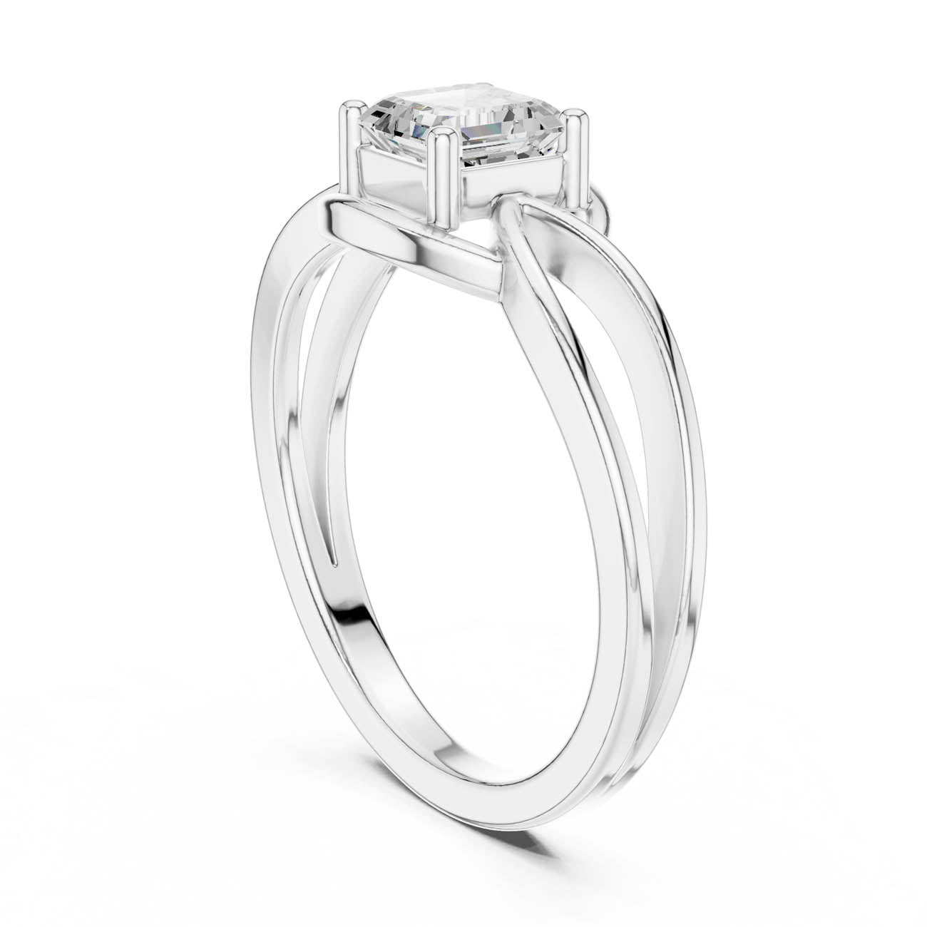 .70 Ct. Asscher Cut Diamond Infinity Twist Ring with Split Shank Design (DDLR-499) 9