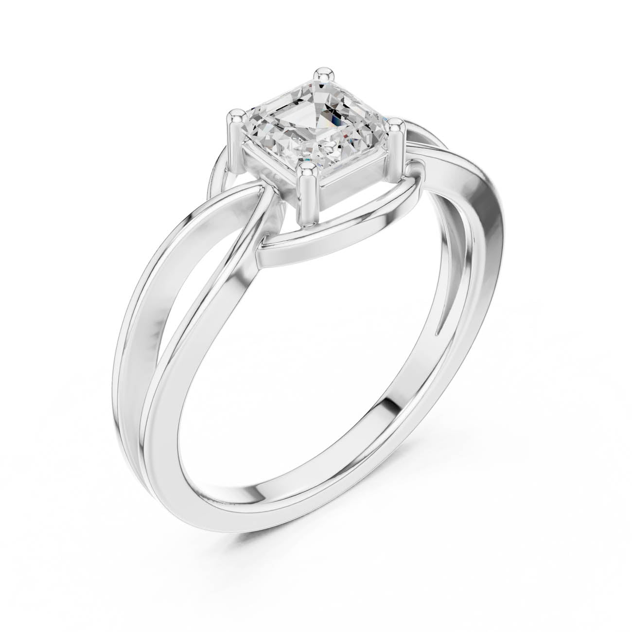 .70 Ct. Asscher Cut Diamond Infinity Twist Ring with Split Shank Design (DDLR-499) 6