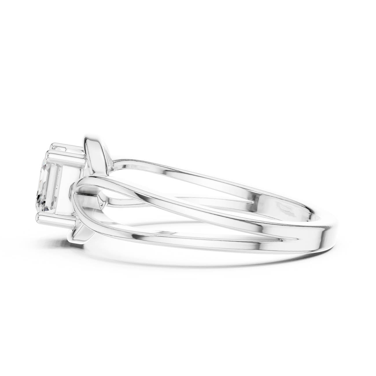 .70 Ct. Asscher Cut Diamond Infinity Twist Ring with Split Shank Design (DDLR-499) 12