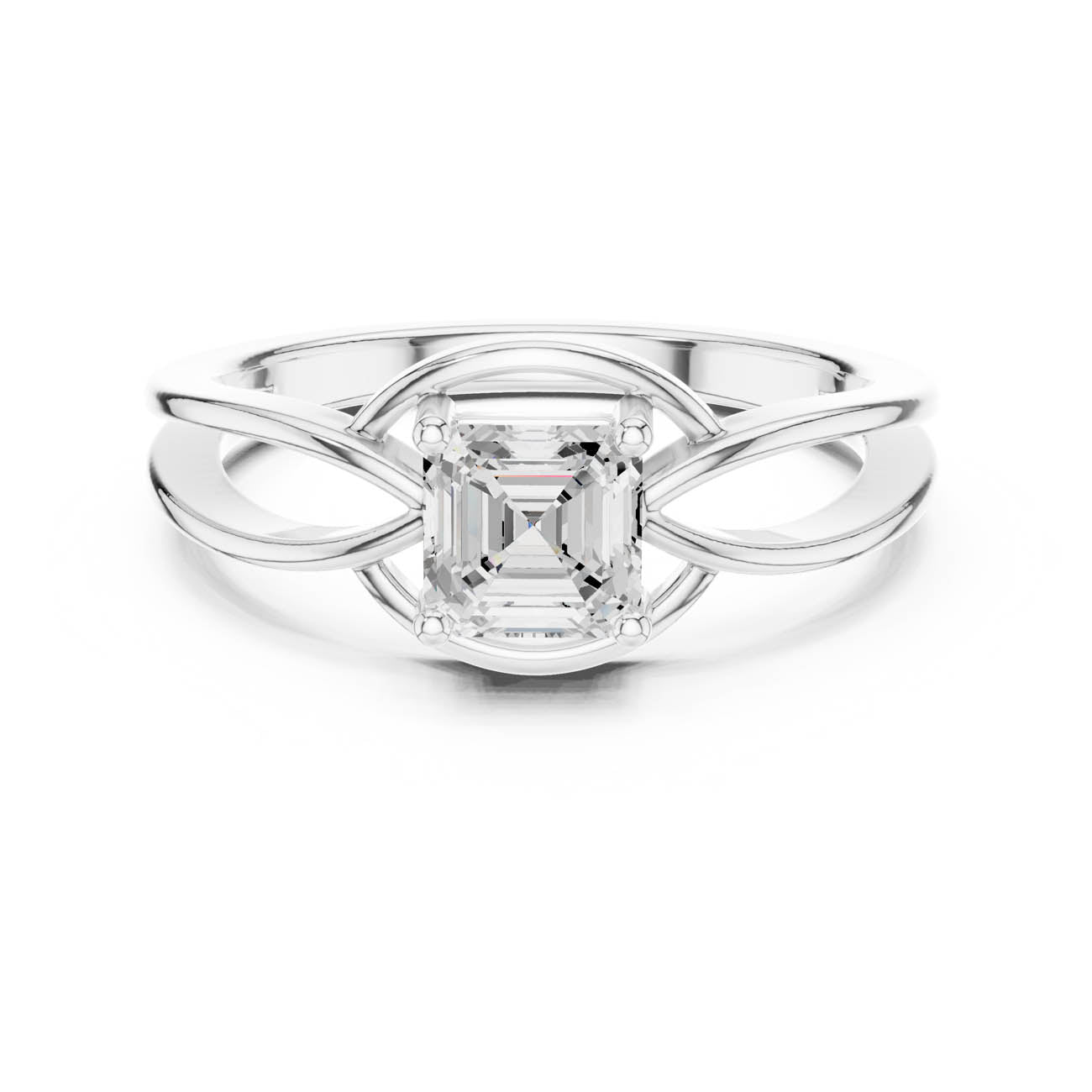 .70 Ct. Asscher Cut Diamond Infinity Twist Ring with Split Shank Design (DDLR-499) 5