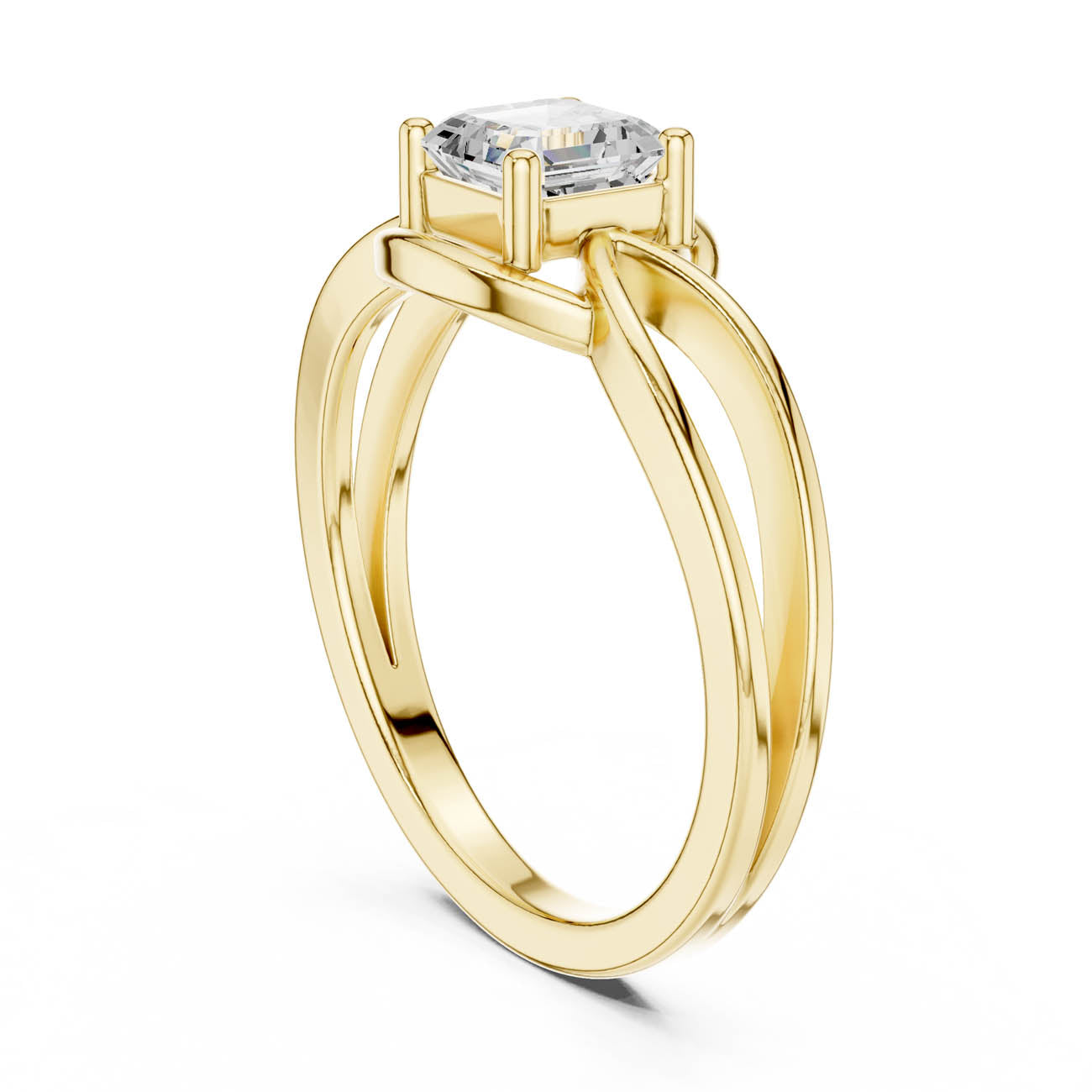 .70 Ct. Asscher Cut Diamond Infinity Twist Ring with Split Shank Design (DDLR-499) 3