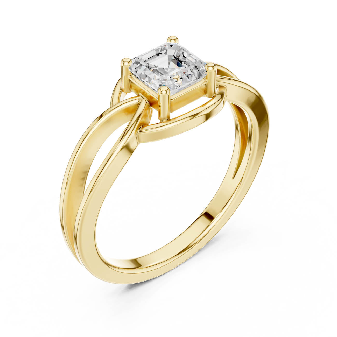 .70 Ct. Asscher Cut Diamond Infinity Twist Ring with Split Shank Design (DDLR-499)