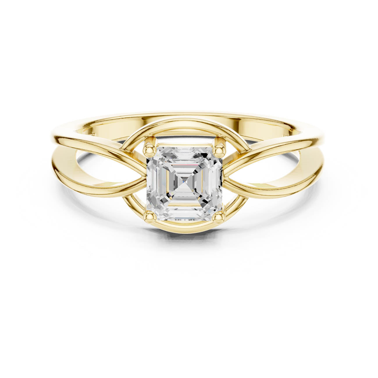 .70 Ct. Asscher Cut Diamond Infinity Twist Ring with Split Shank Design (DDLR-499)