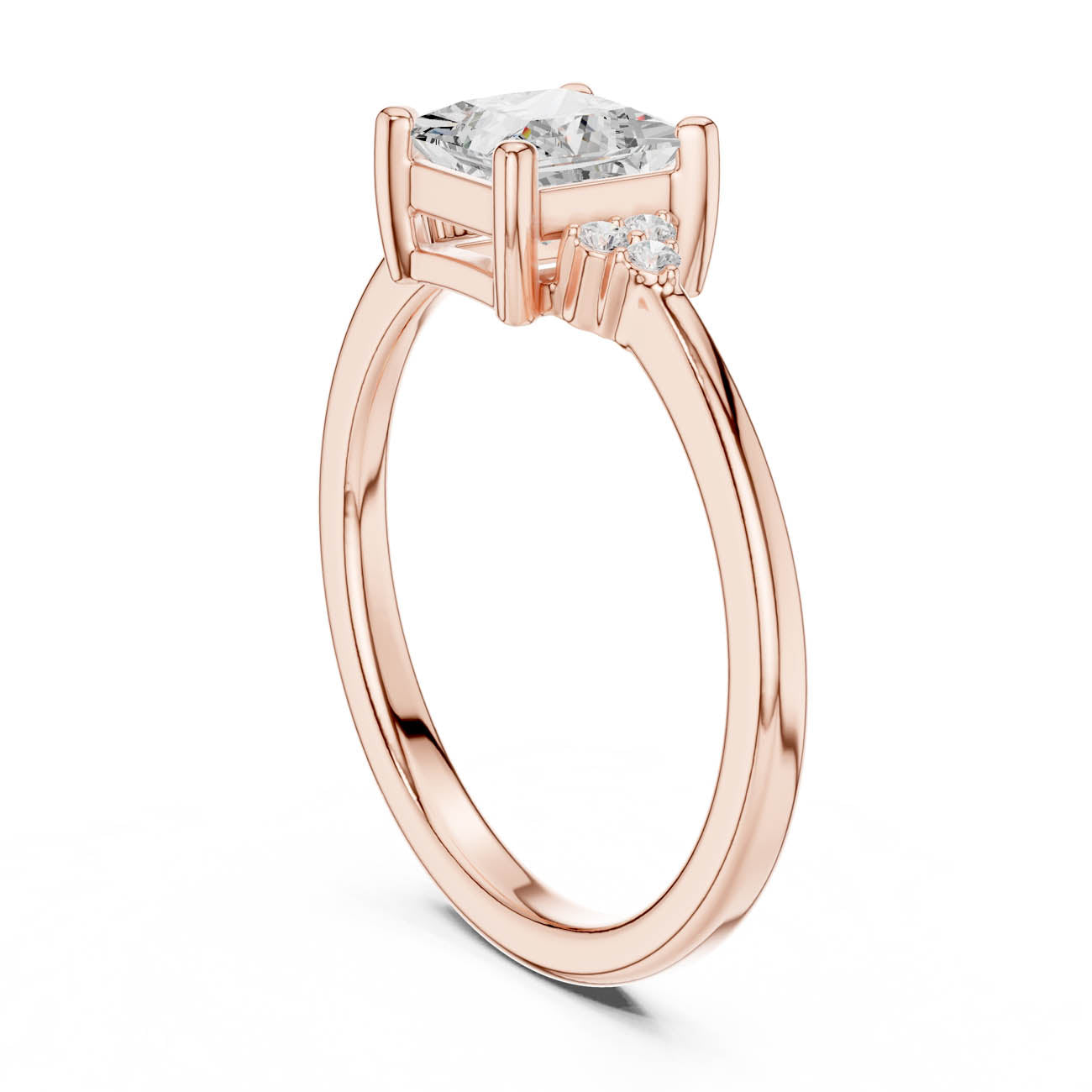 .92 Ct. Princess-Cut Diamond Ring with Cluster Side Accents (DDLR-502) 9