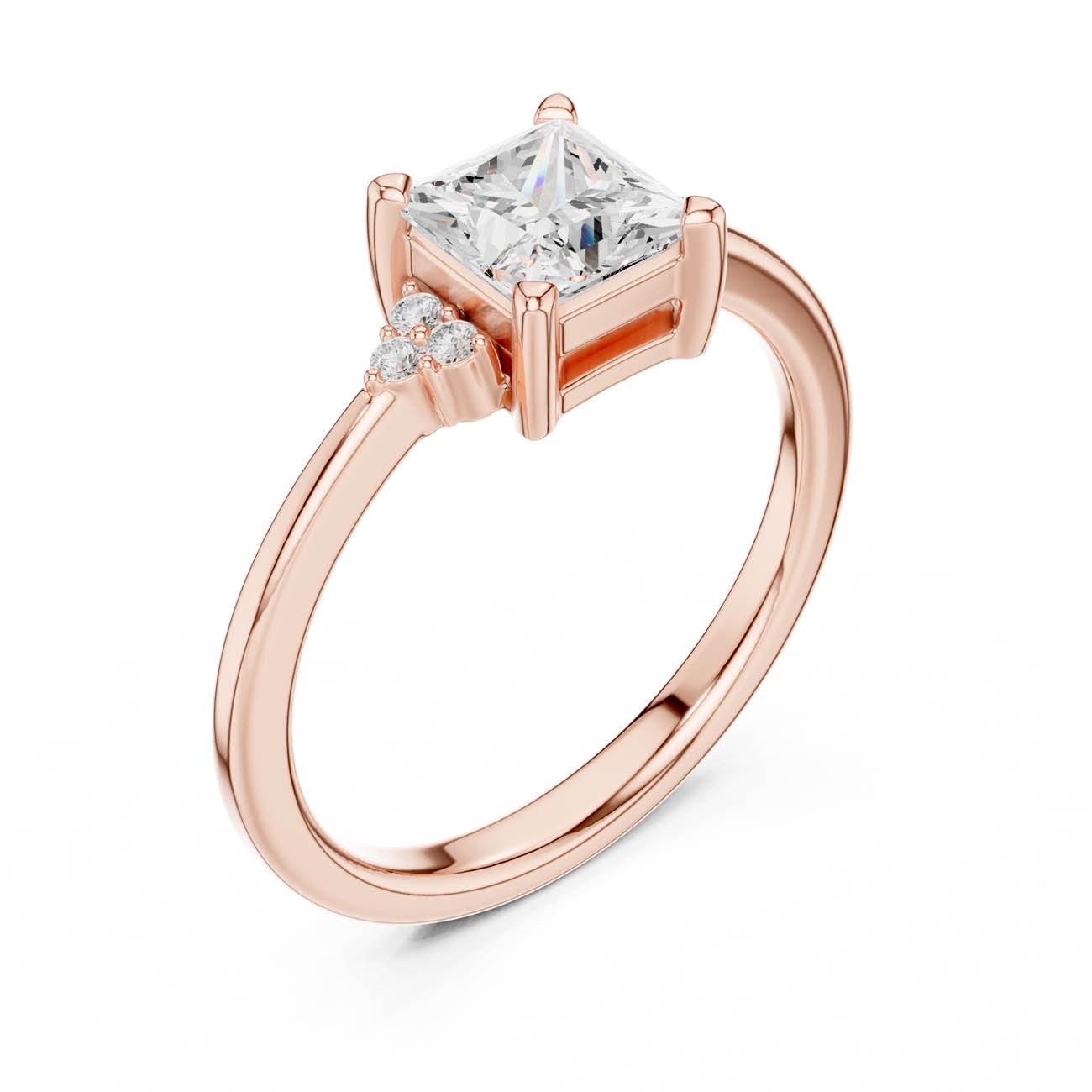 .92 Ct. Princess-Cut Diamond Ring with Cluster Side Accents (DDLR-502) 8