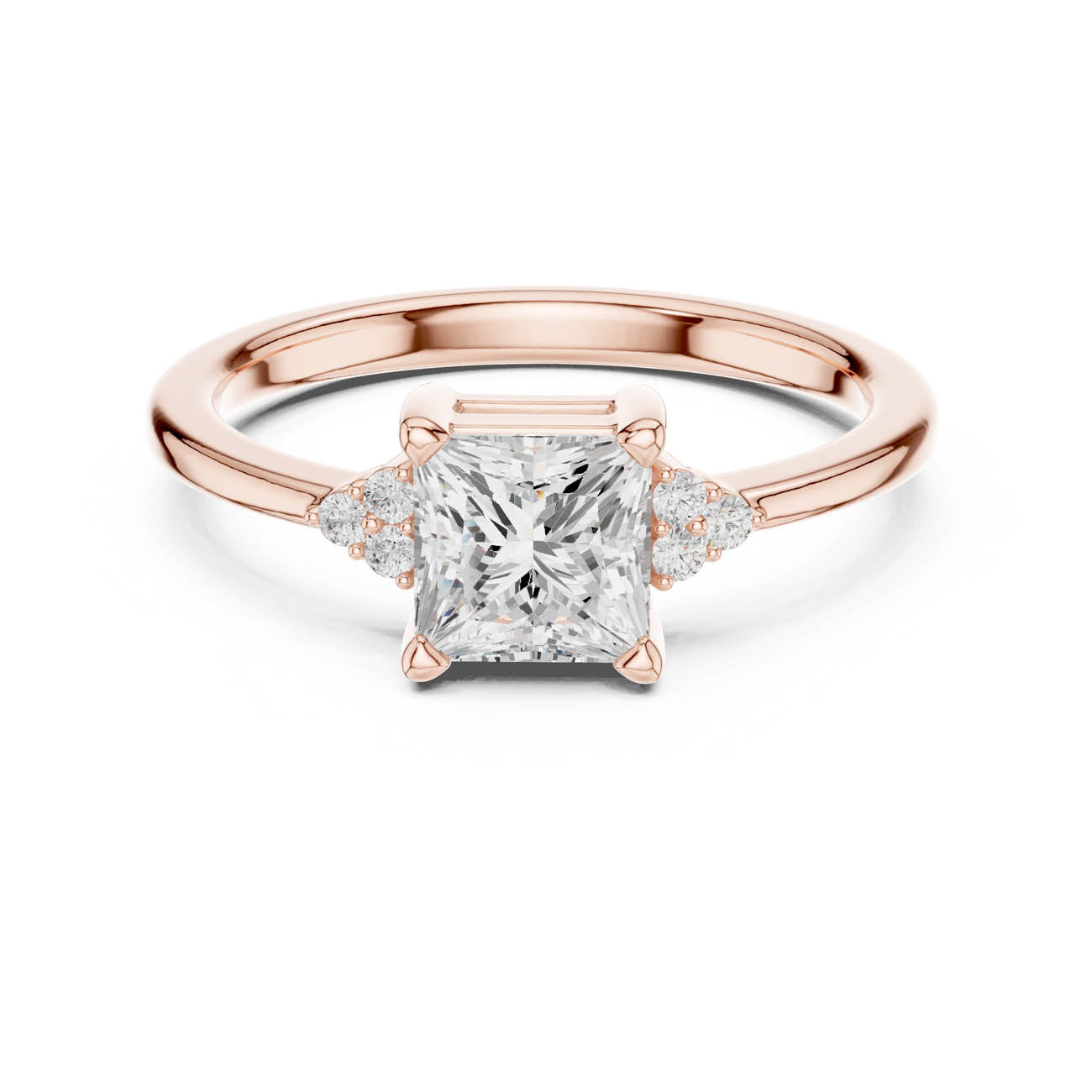 .92 Ct. Princess-Cut Diamond Ring with Cluster Side Accents (DDLR-502)