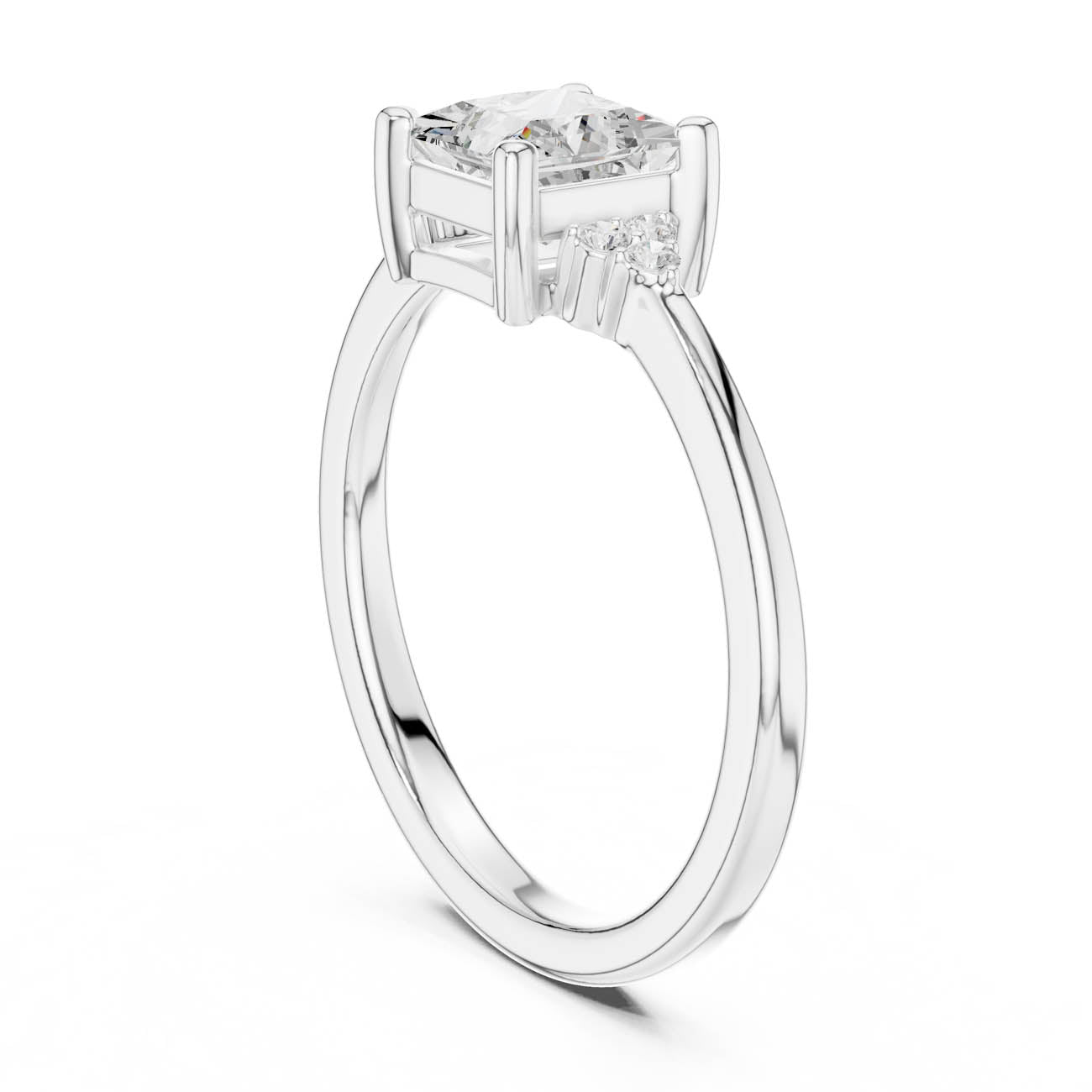 .92 Ct. Princess-Cut Diamond Ring with Cluster Side Accents (DDLR-502) 10