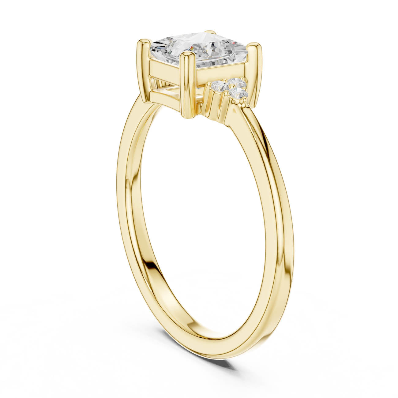 .92 Ct. Princess-Cut Diamond Ring with Cluster Side Accents (DDLR-502) 3
