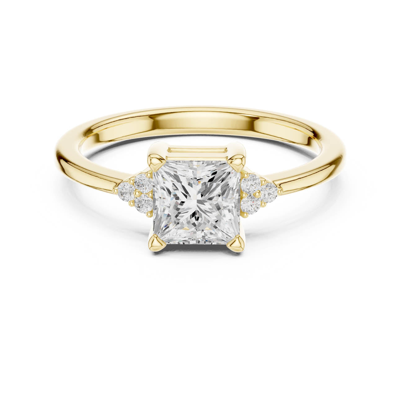 .92 Ct. Princess-Cut Diamond Ring with Cluster Side Accents (DDLR-502) 5