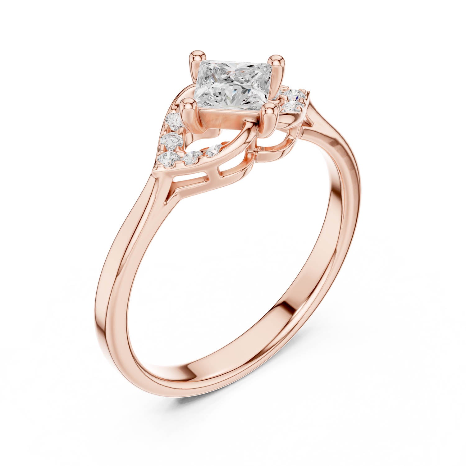 .47 Ct. Princess Cut Diamond Ring with Side Accents (DDLR-515) 10
