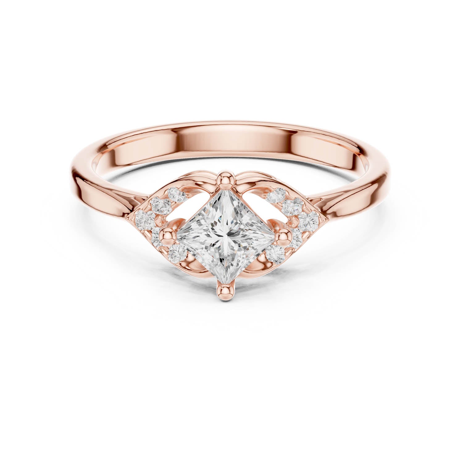 .47 Ct. Princess Cut Diamond Ring with Side Accents (DDLR-515) 11