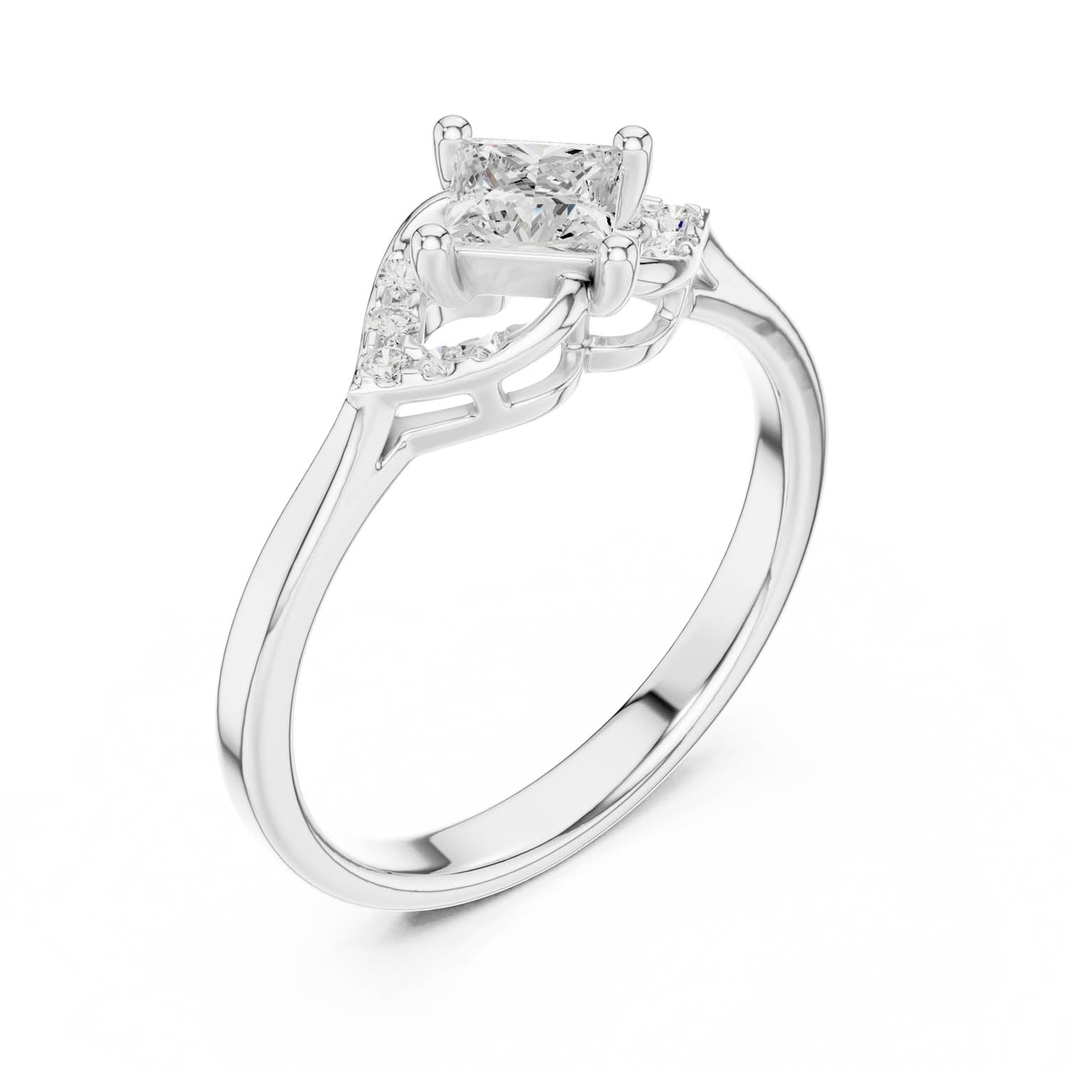 .47 Ct. Princess Cut Diamond Ring with Side Accents (DDLR-515) 4