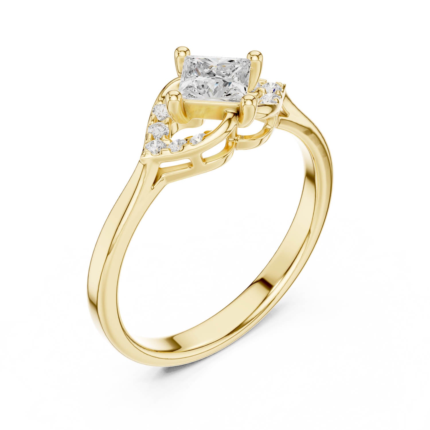 .47 Ct. Princess Cut Diamond Ring with Side Accents (DDLR-515)