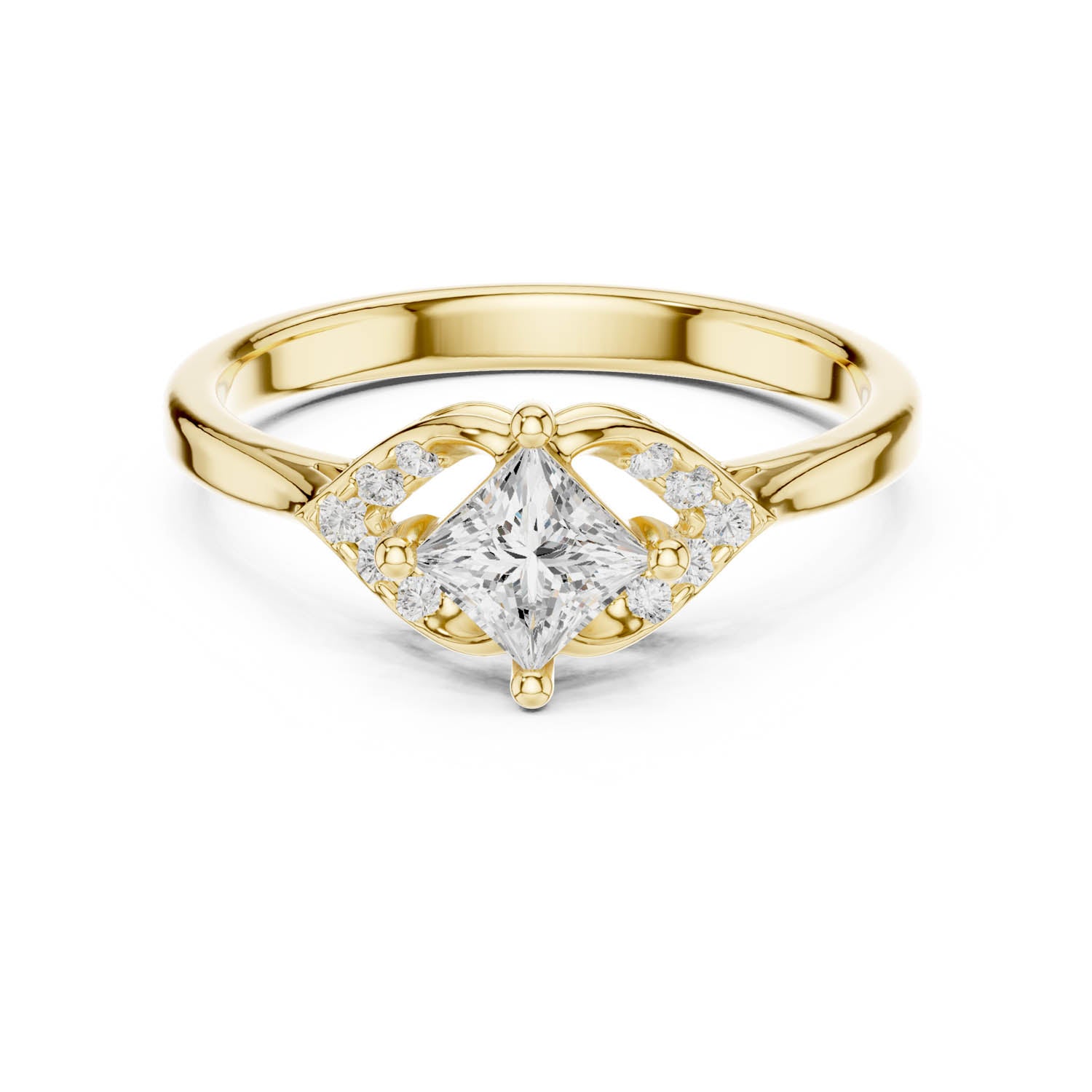 .47 Ct. Princess Cut Diamond Ring with Side Accents (DDLR-515) 8