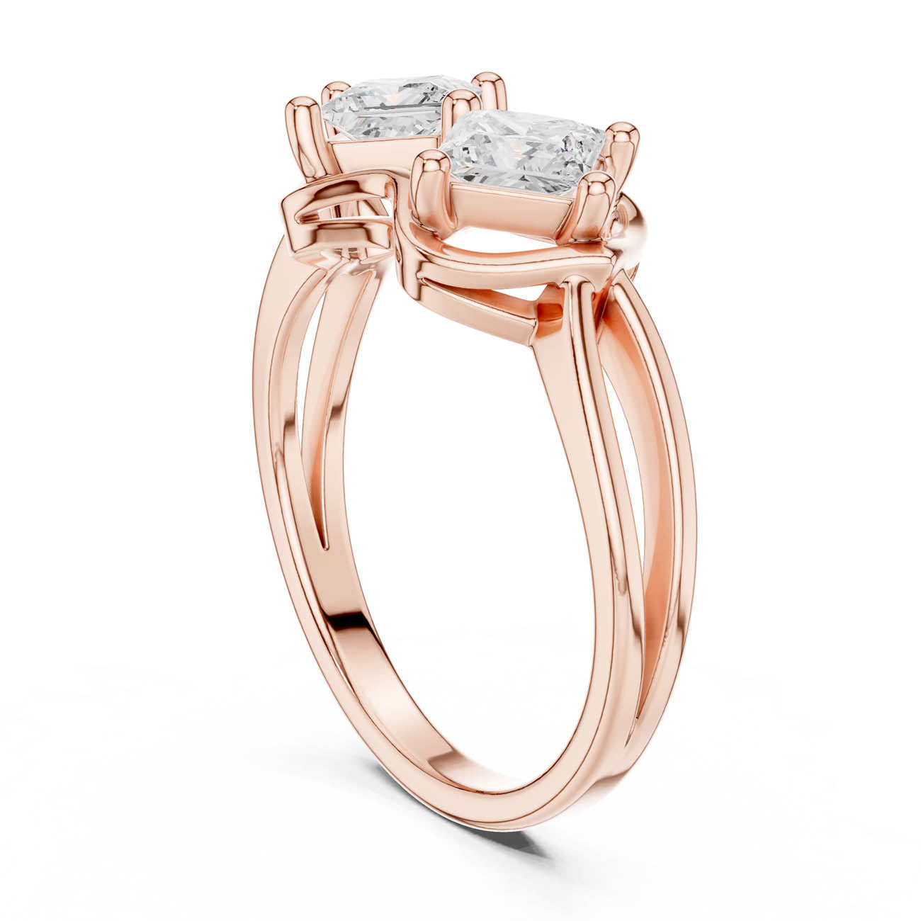.93 Ct. Princess-Cut Two-Stone Tiered Duo Ring (DDLR-516) 9
