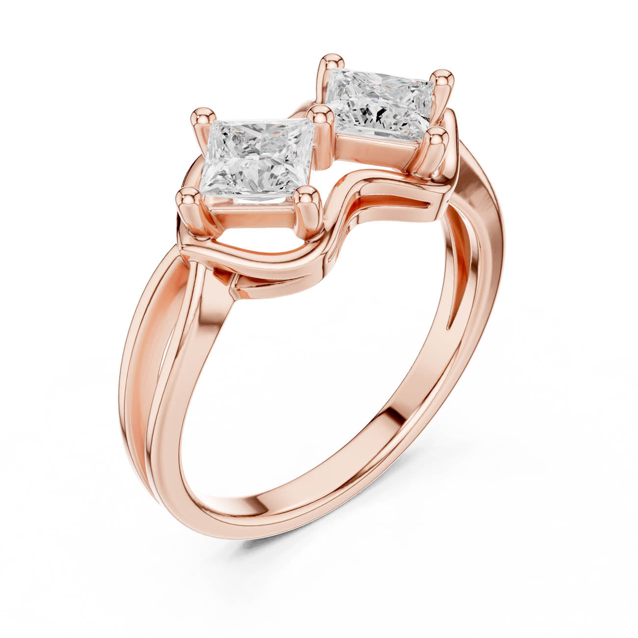.93 Ct. Princess-Cut Two-Stone Tiered Duo Ring (DDLR-516) 6