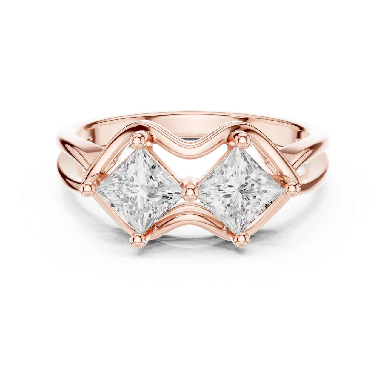 .93 Ct. Princess-Cut Two-Stone Tiered Duo Ring (DDLR-516)