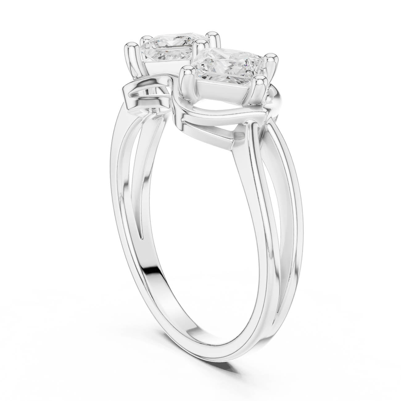.93 Ct. Princess-Cut Two-Stone Tiered Duo Ring (DDLR-516) 10