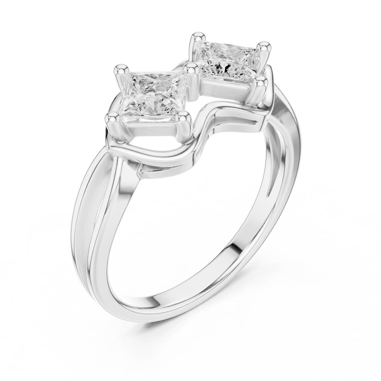 .93 Ct. Princess-Cut Two-Stone Tiered Duo Ring (DDLR-516) 8