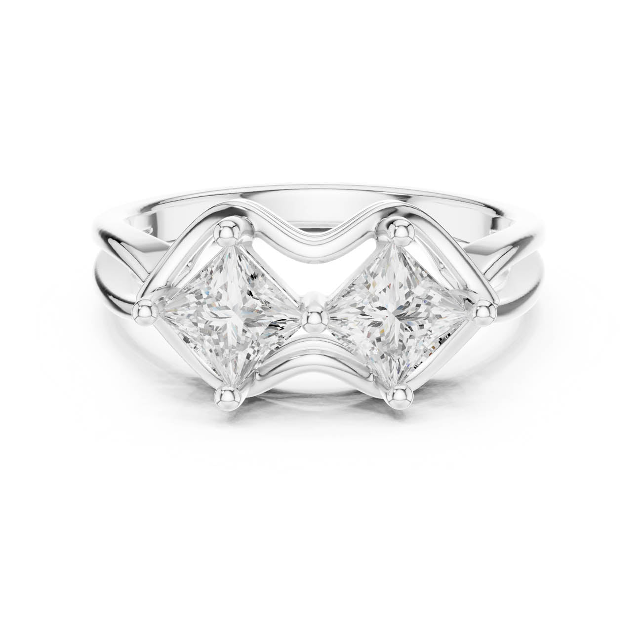 .93 Ct. Princess-Cut Two-Stone Tiered Duo Ring (DDLR-516) 7