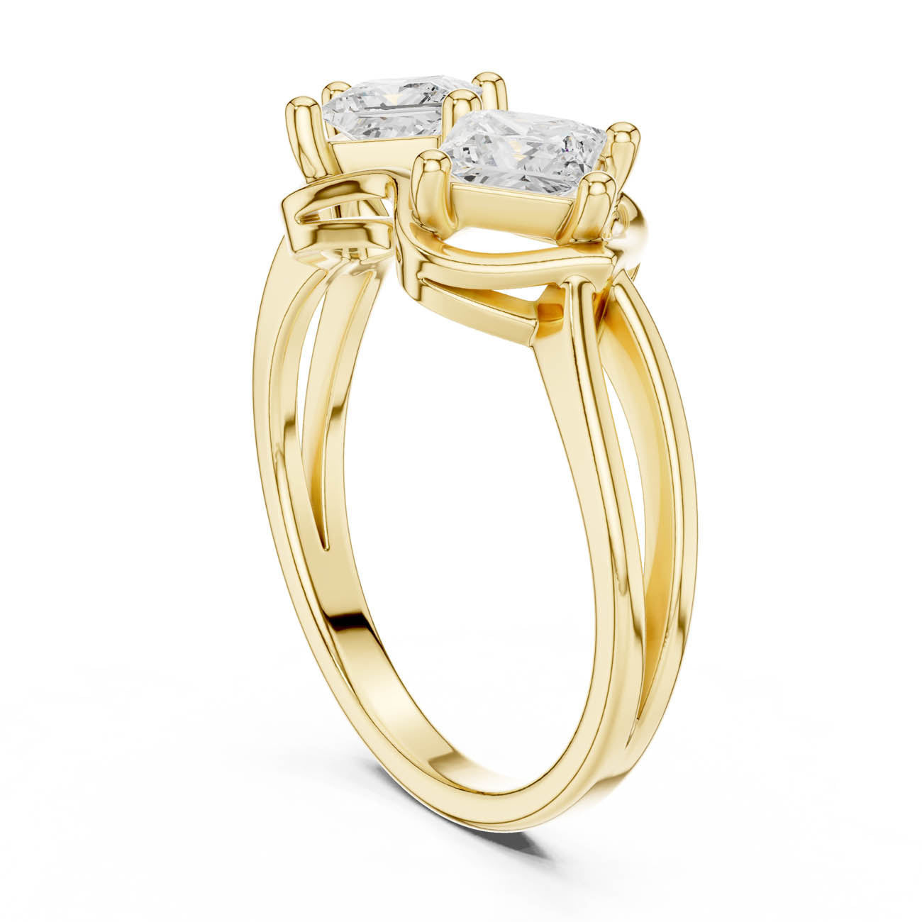 .93 Ct. Princess-Cut Two-Stone Tiered Duo Ring (DDLR-516) 3
