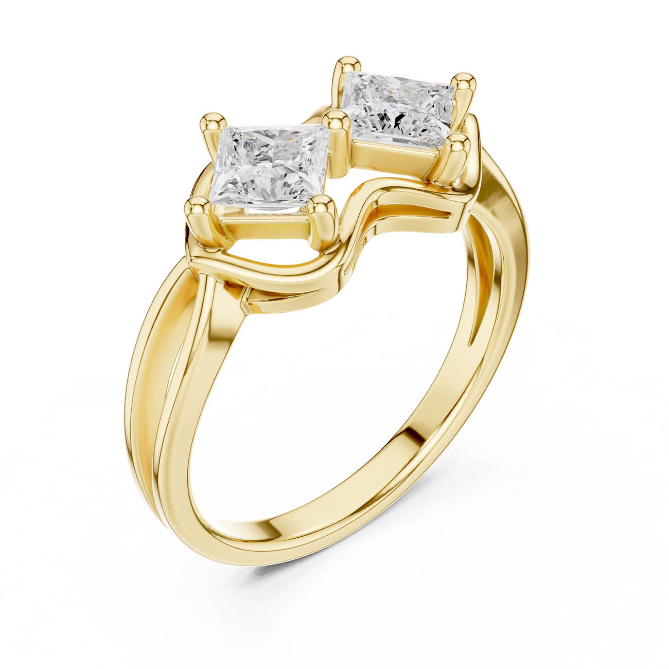 .93 Ct. Princess-Cut Two-Stone Tiered Duo Ring (DDLR-516)