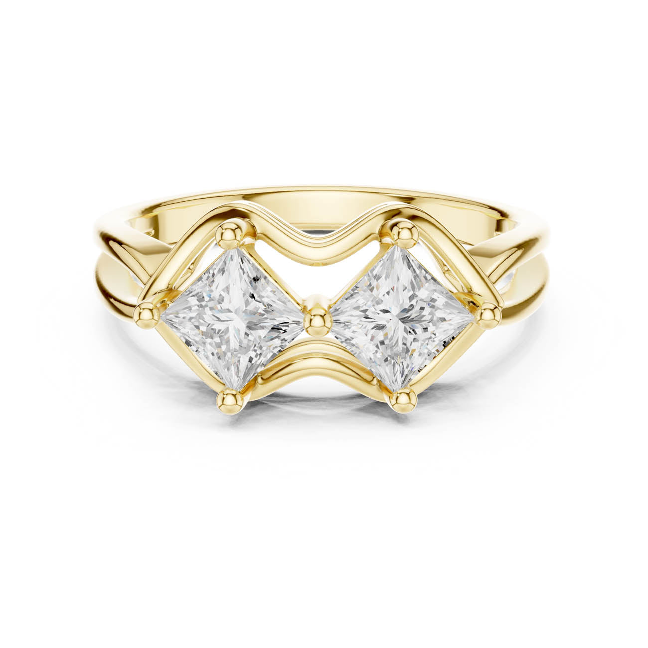 .93 Ct. Princess-Cut Two-Stone Tiered Duo Ring (DDLR-516) 5