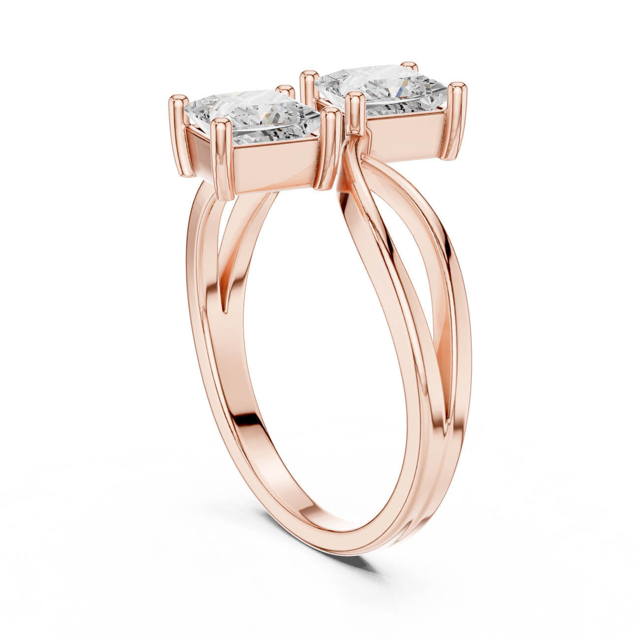 1.28 Ct. Princess-Cut Two-Stone Infinity Bypass Ring (DDLR-519) 9
