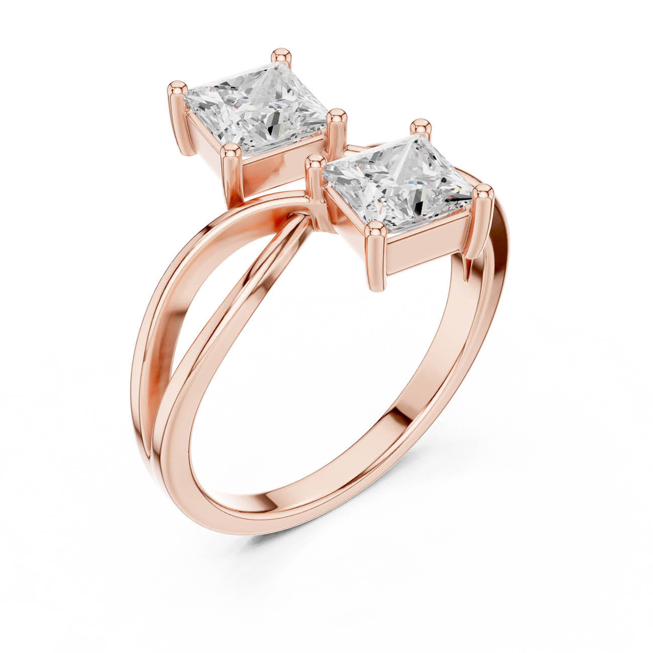1.28 Ct. Princess-Cut Two-Stone Infinity Bypass Ring (DDLR-519) 8