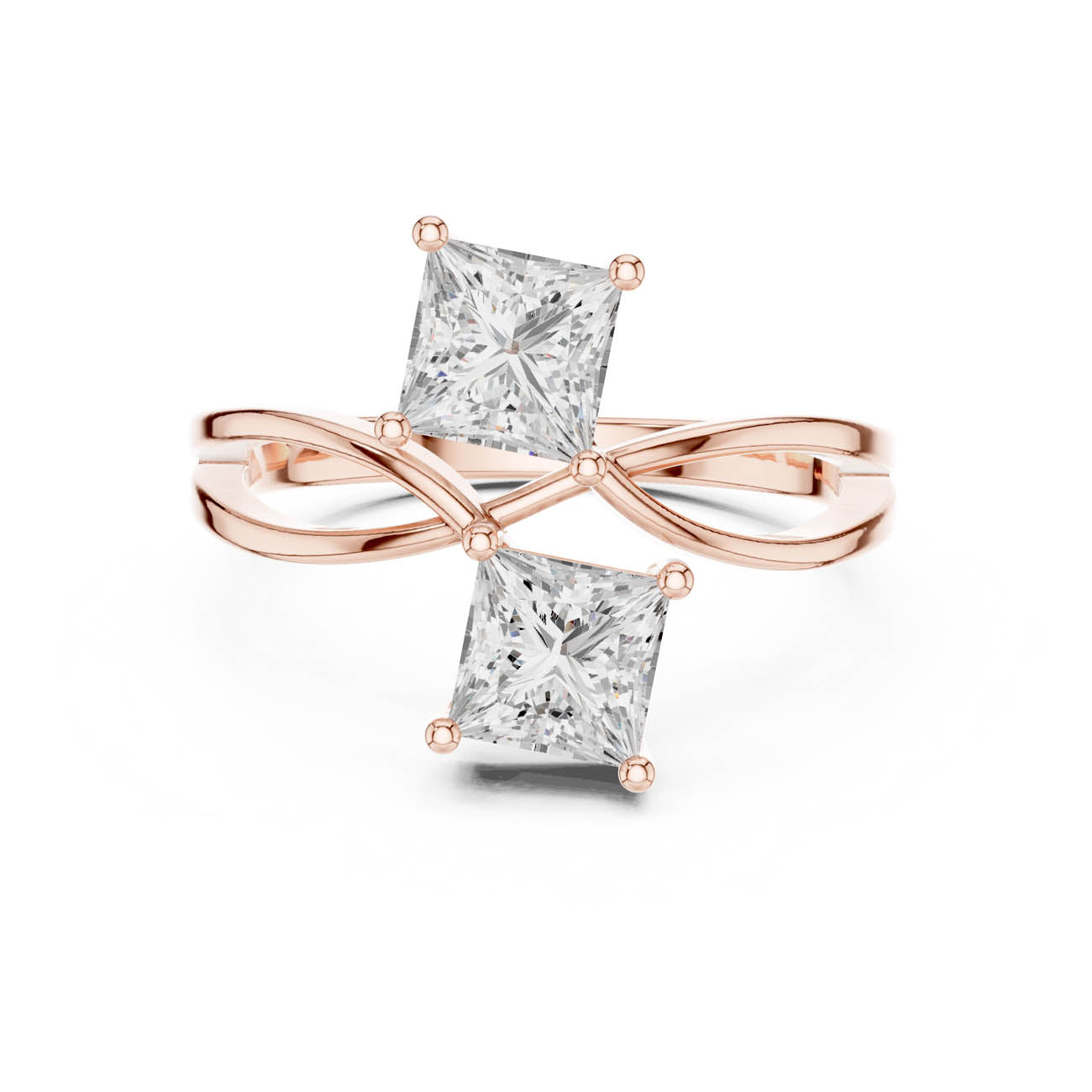 1.28 Ct. Princess-Cut Two-Stone Infinity Bypass Ring (DDLR-519)