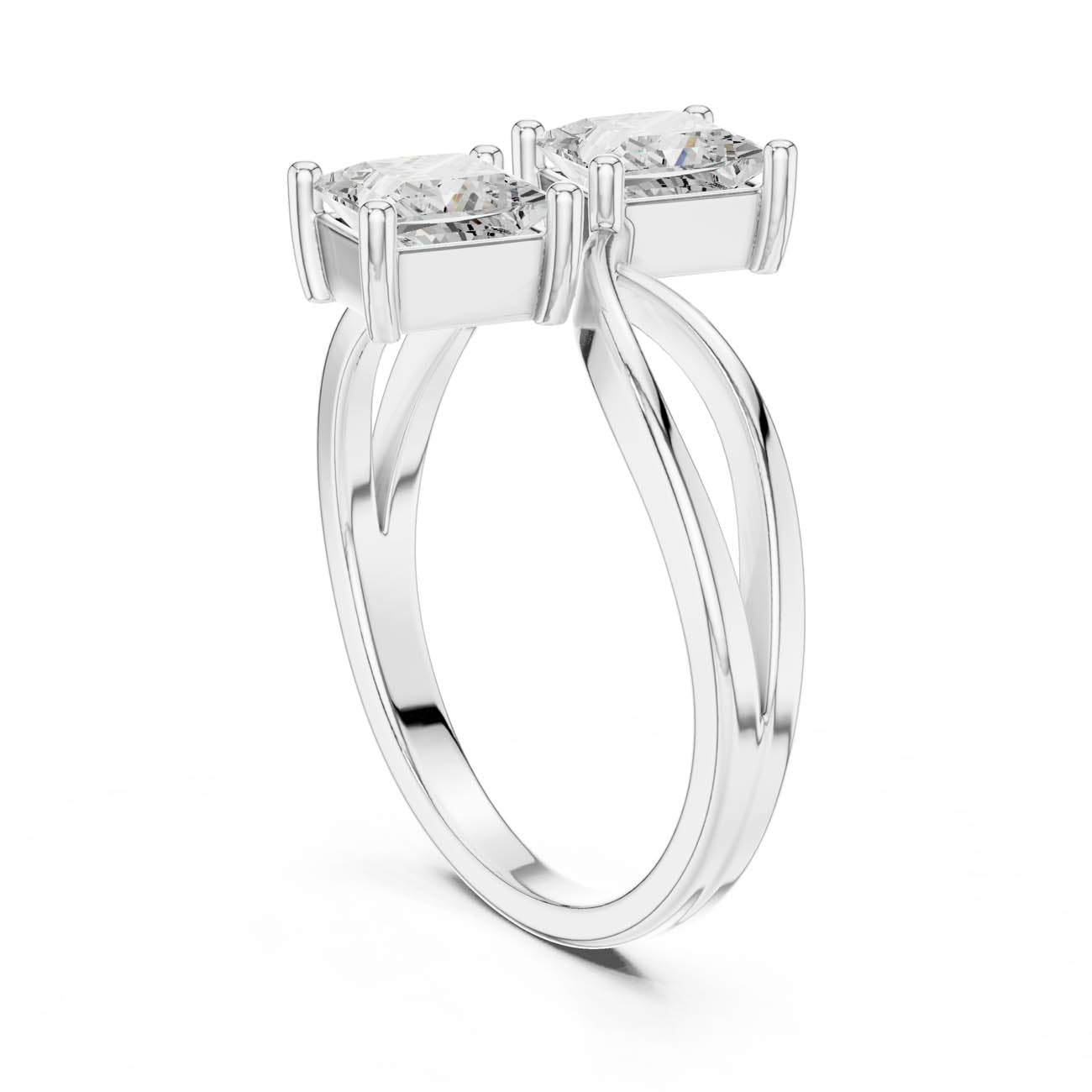1.28 Ct. Princess-Cut Two-Stone Infinity Bypass Ring (DDLR-519) 10