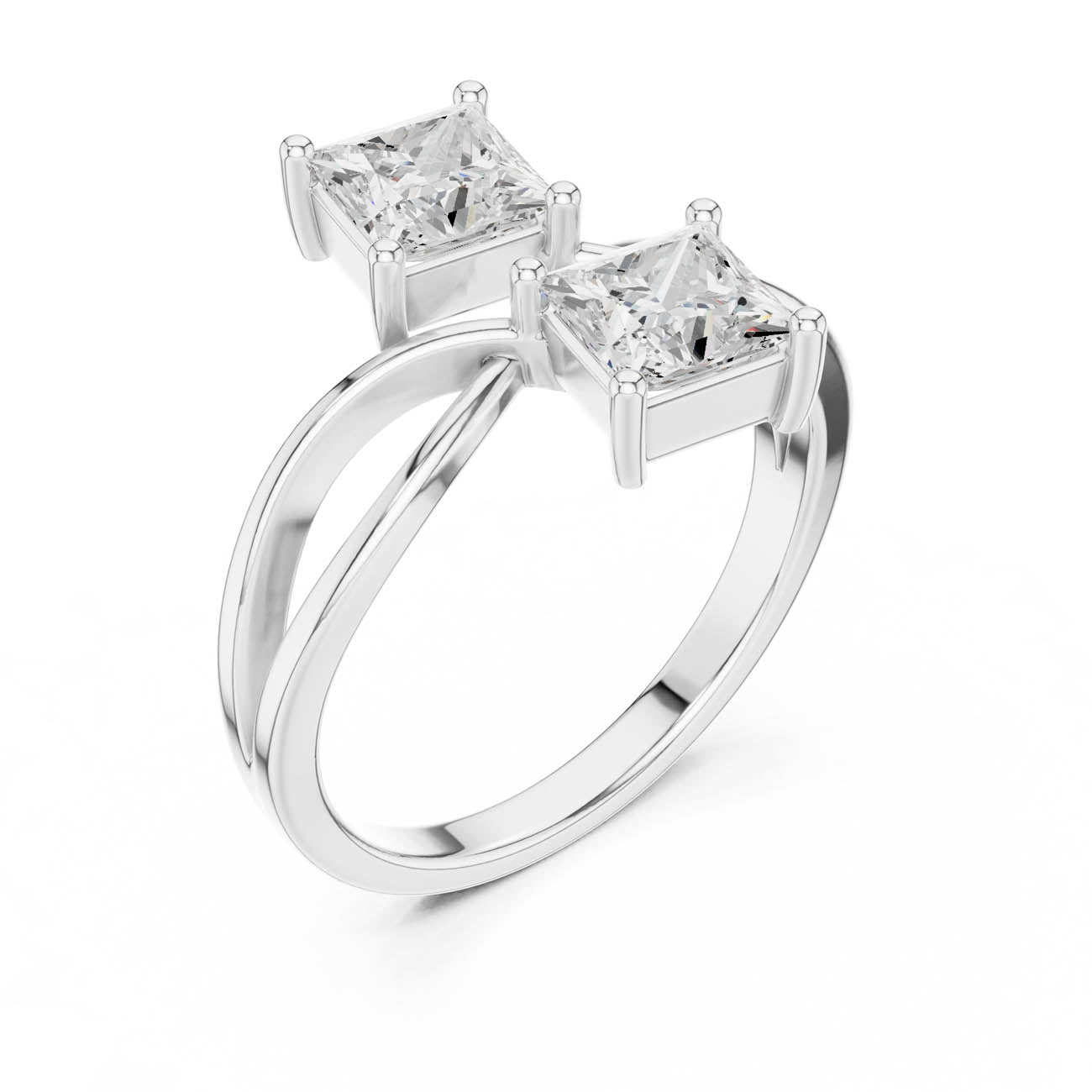 1.28 Ct. Princess-Cut Two-Stone Infinity Bypass Ring (DDLR-519) 6