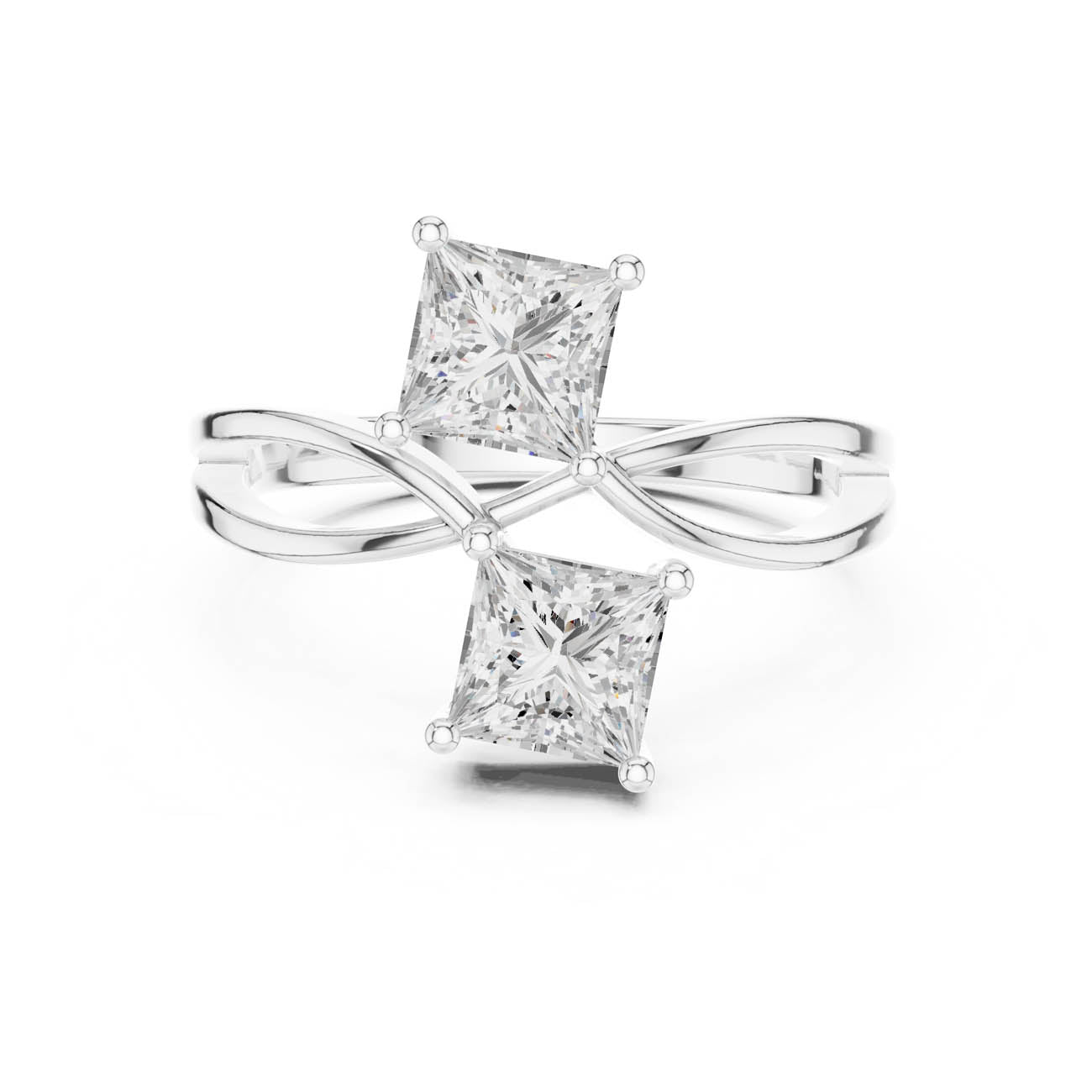 1.28 Ct. Princess-Cut Two-Stone Infinity Bypass Ring (DDLR-519) 7