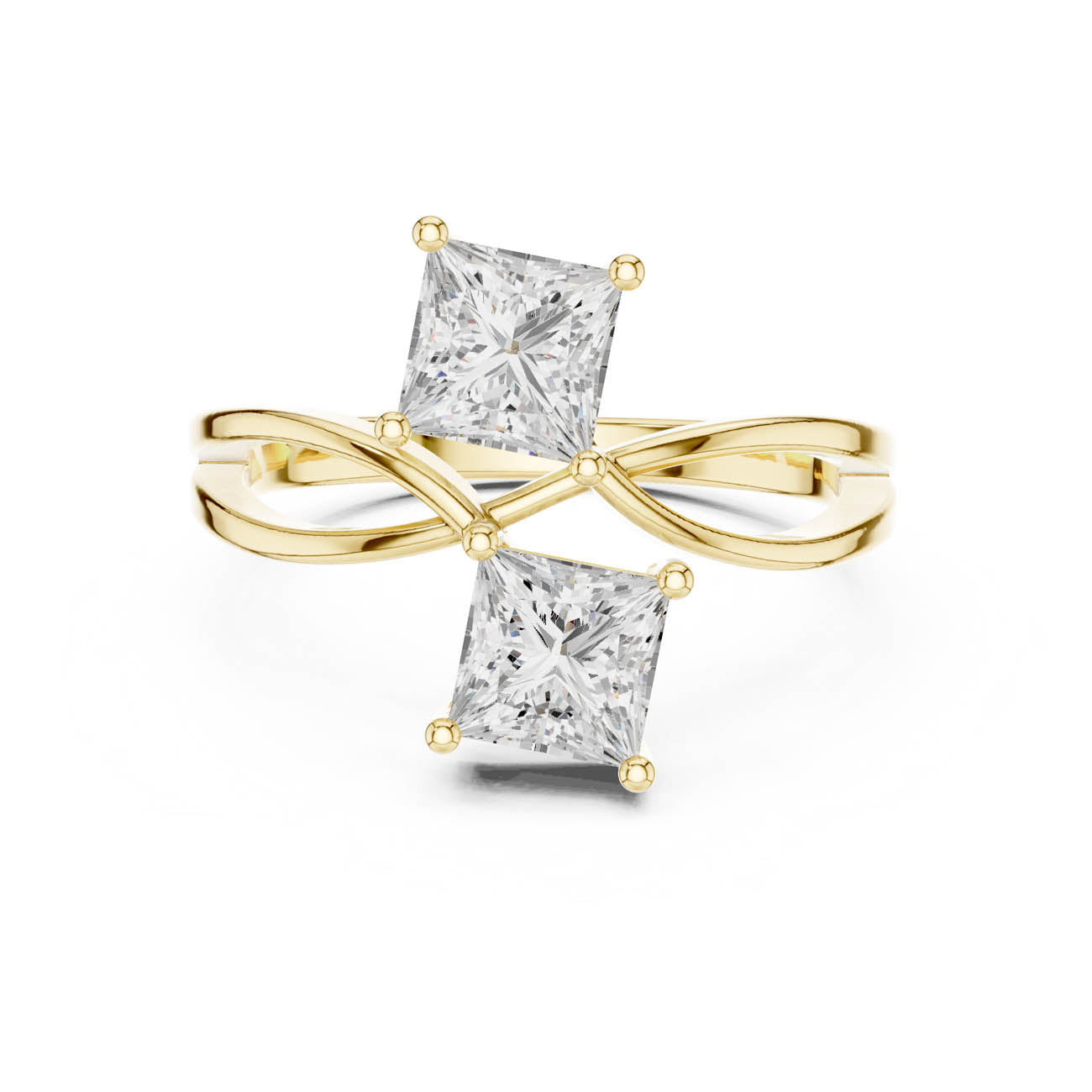 1.28 Ct. Princess-Cut Two-Stone Infinity Bypass Ring (DDLR-519) 5